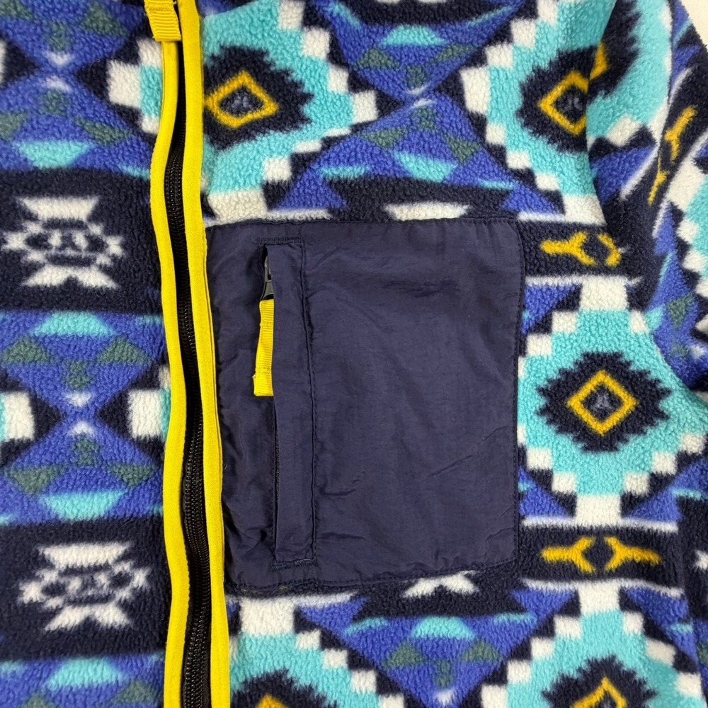 WESC Mens Medium Geometric Fleece Jacket Blue Yellow Aztec Southwestern Zip Up - Picture 8 of 16